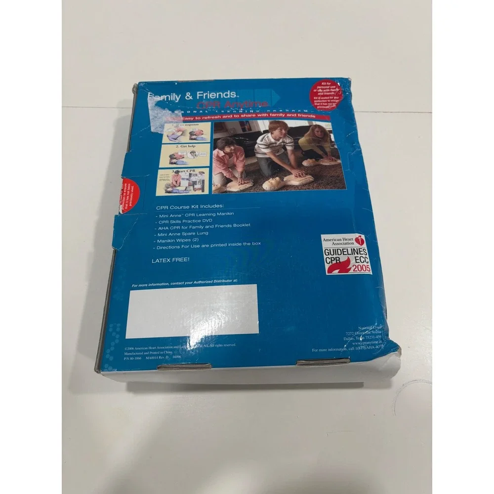 AHA Family & Friends CPR Anytime Kit Laerdal Mini Anne Manikin DVD 2005 ECC
